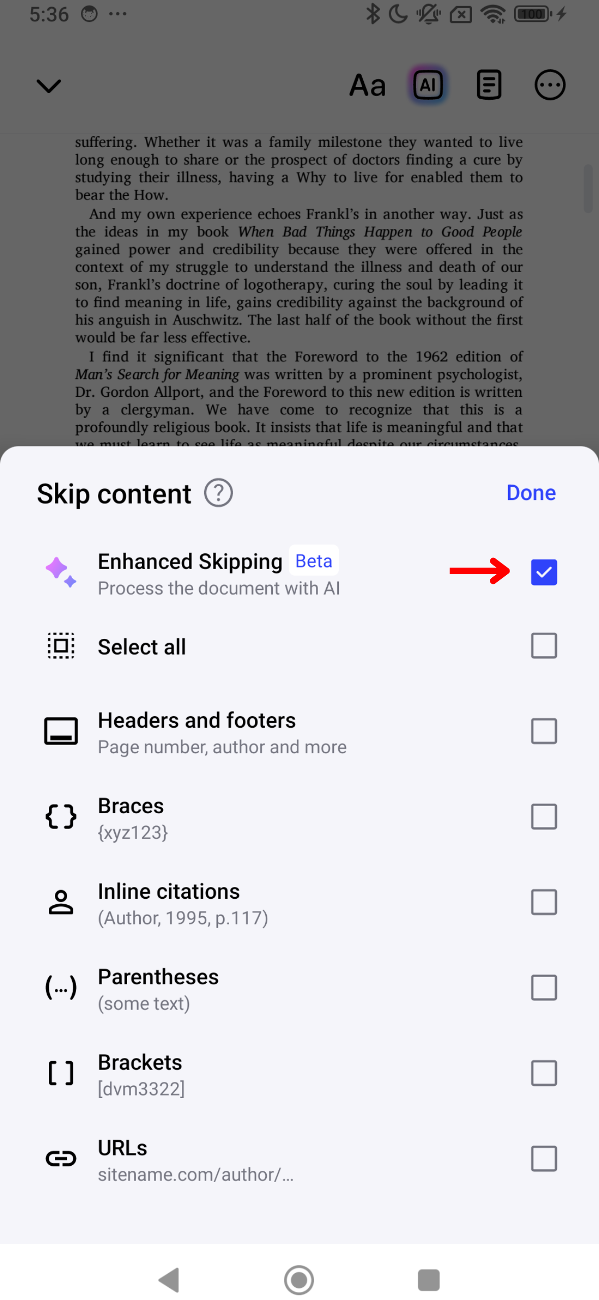 Enhanced Skipping on Android App